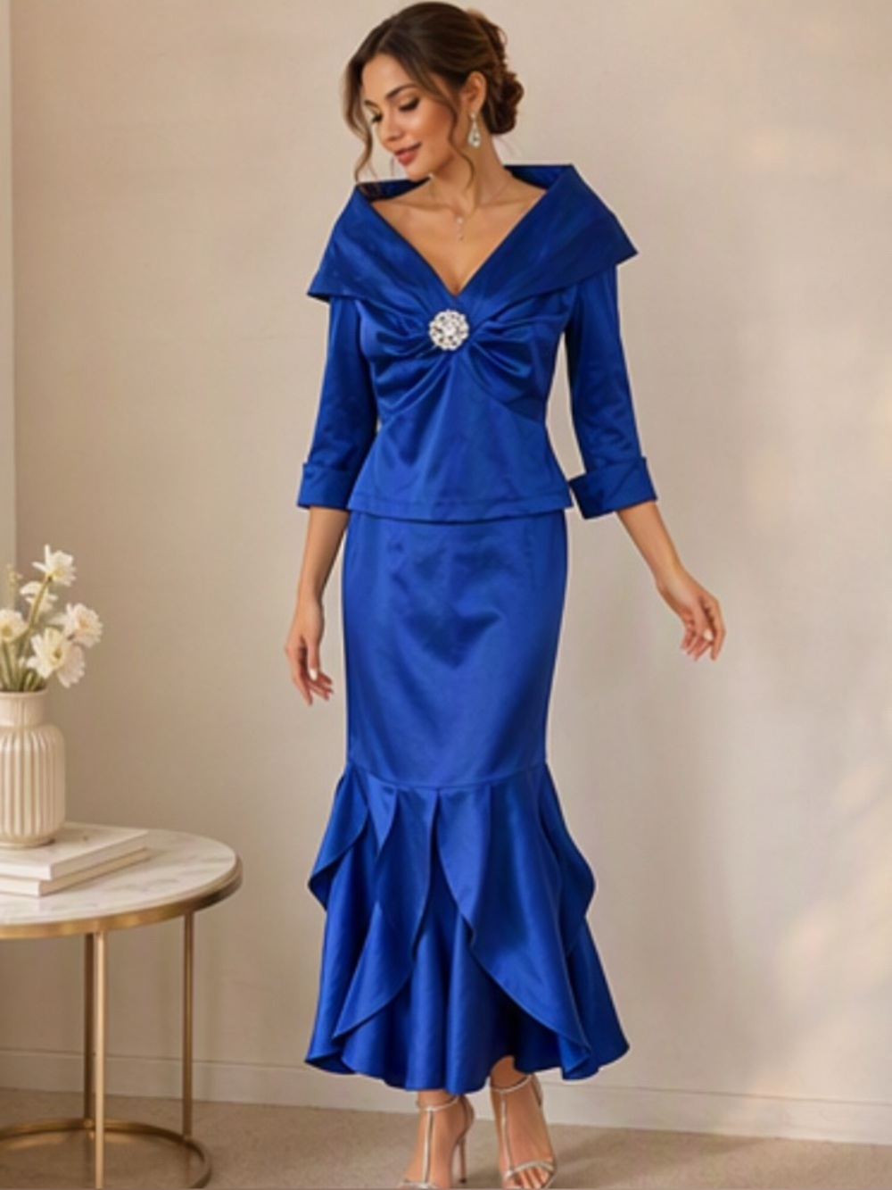 🌹 KM Collections by Milla Bell 🌹 Royal Blue Jacket Blazer & Skirt 2 Pc Set